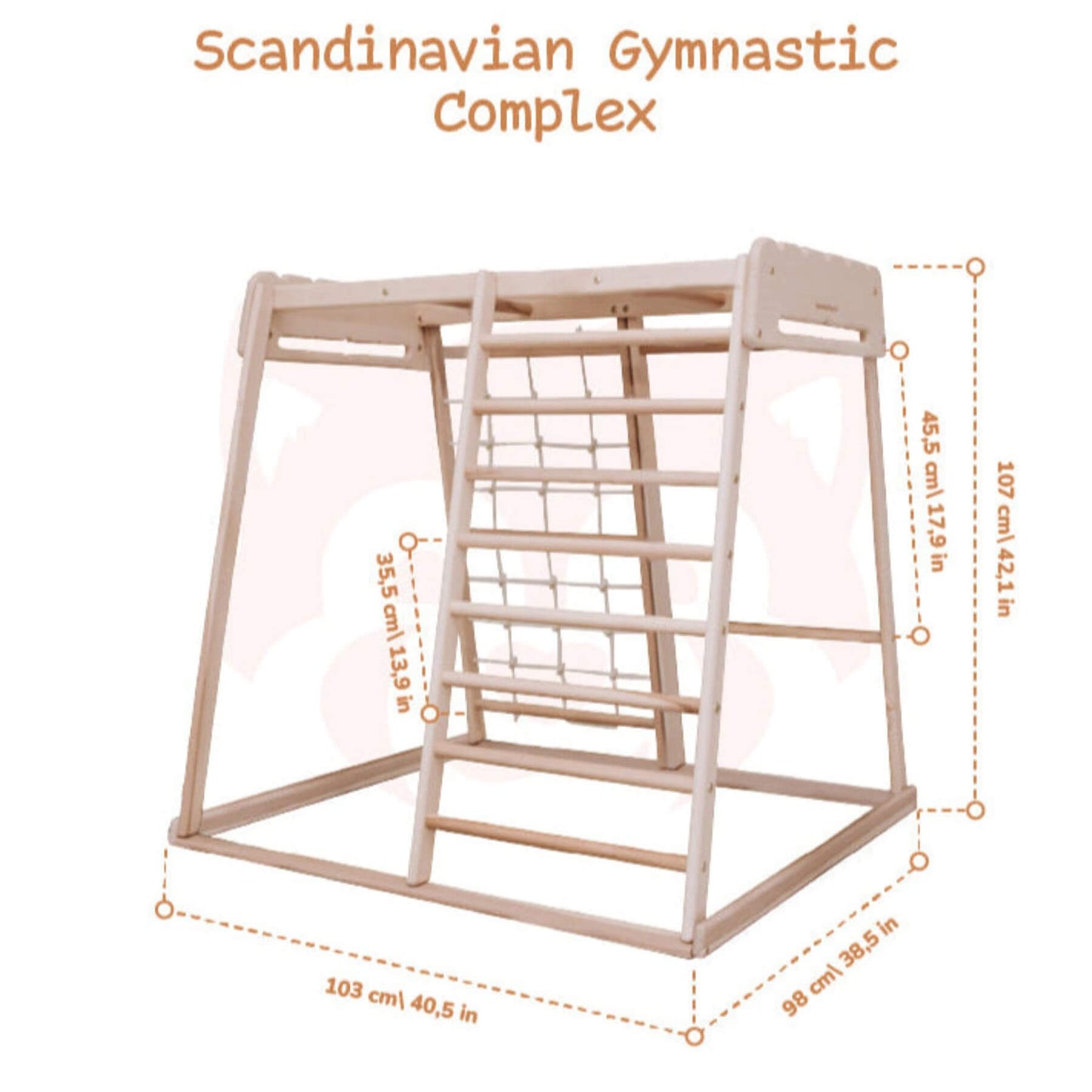 Wood and Hearts Indoor Jungle Gym - Trapeze