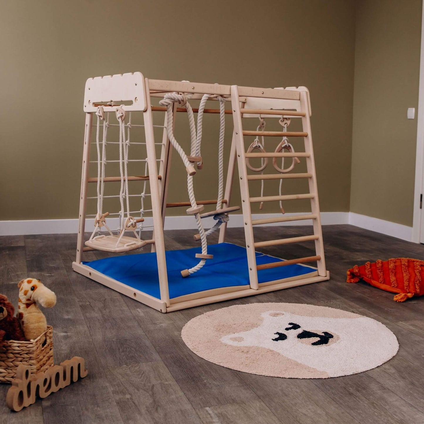 Wood and Hearts Indoor Jungle Gym - Trapeze + 4 Rope