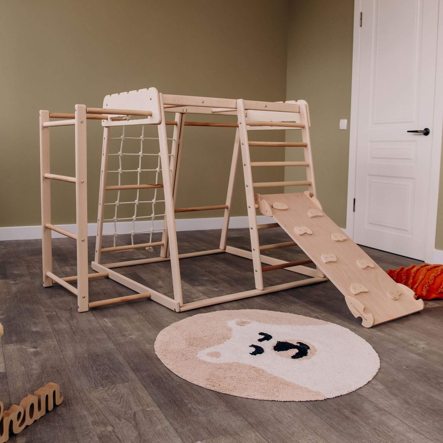 Wood and Hearts Indoor Jungle Gym - Trapeze +Ladder +Ramp