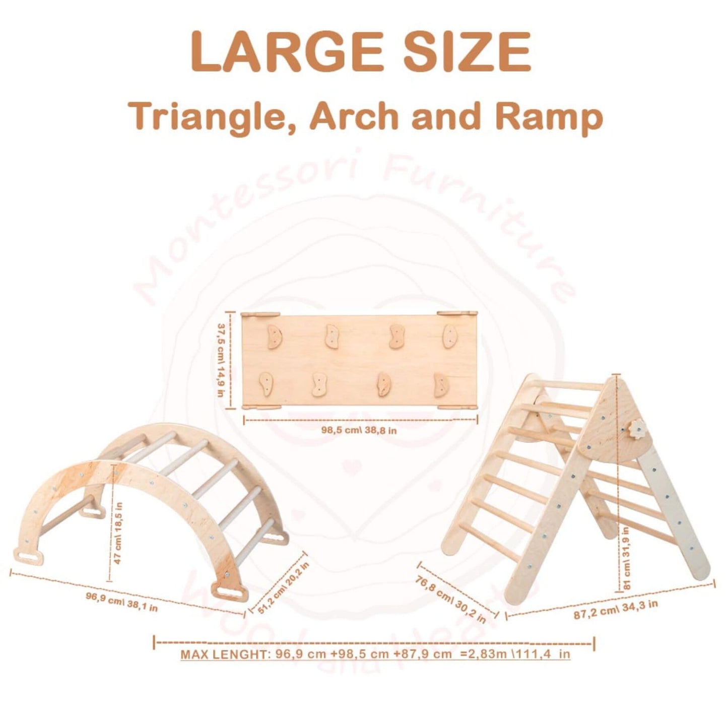 Wood and Hearts Montessori Climbing Set of 3
