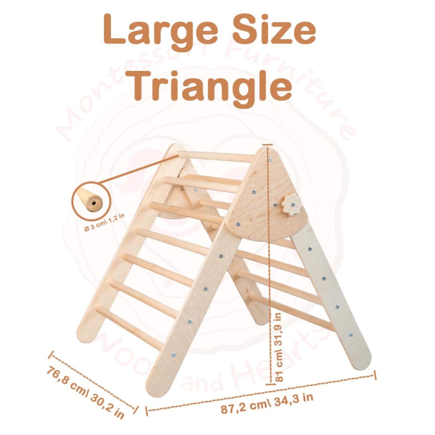 Wood and Hearts Montessori Foldable Triangle