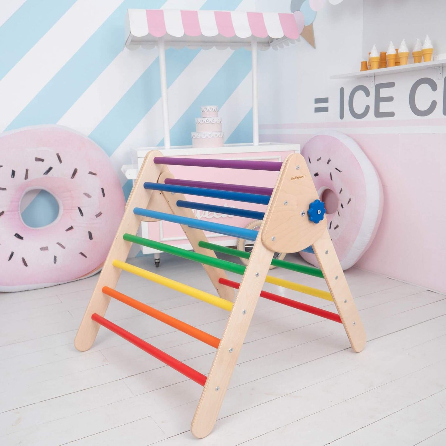 Wood and Hearts Montessori Foldable Triangle Natural wood + Rainbow