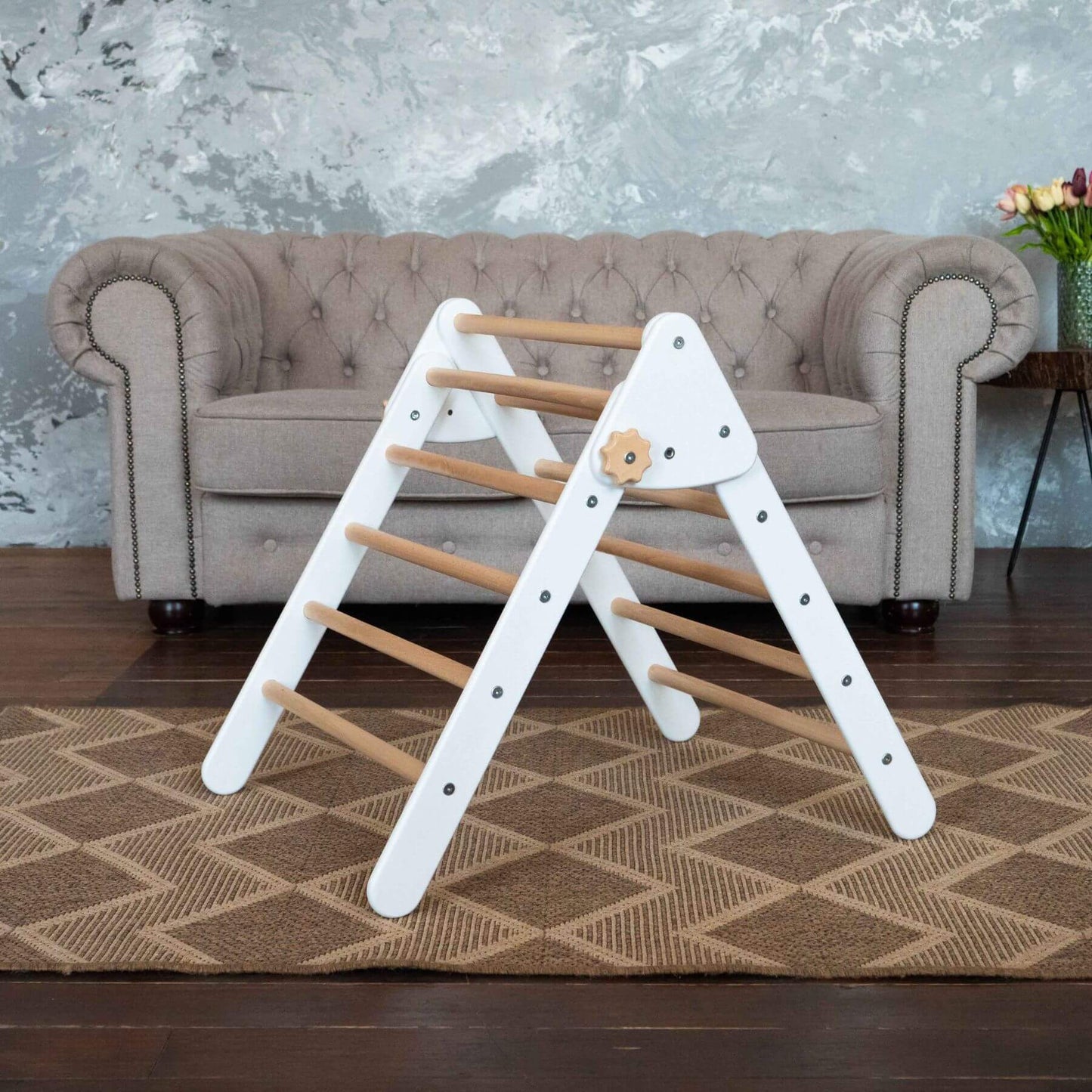 Wood and Hearts Montessori Foldable Triangle White + Natural Wood