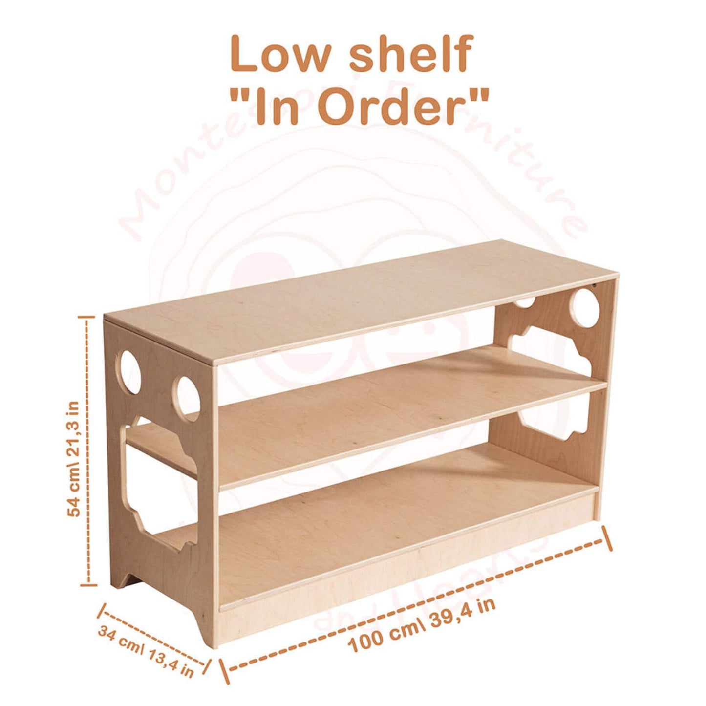 Wood and Hearts Montessori Shelf