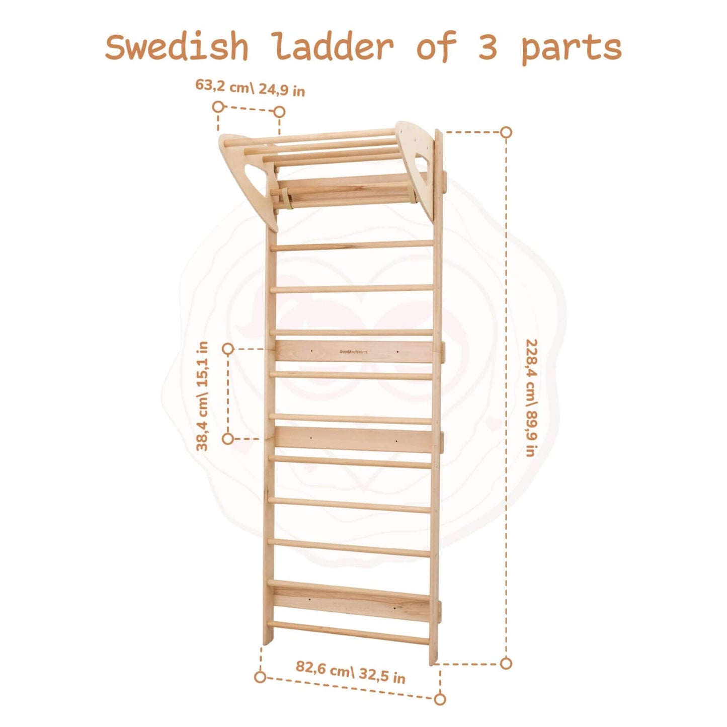 Wood and Hearts Swedish Wall - Three Parts