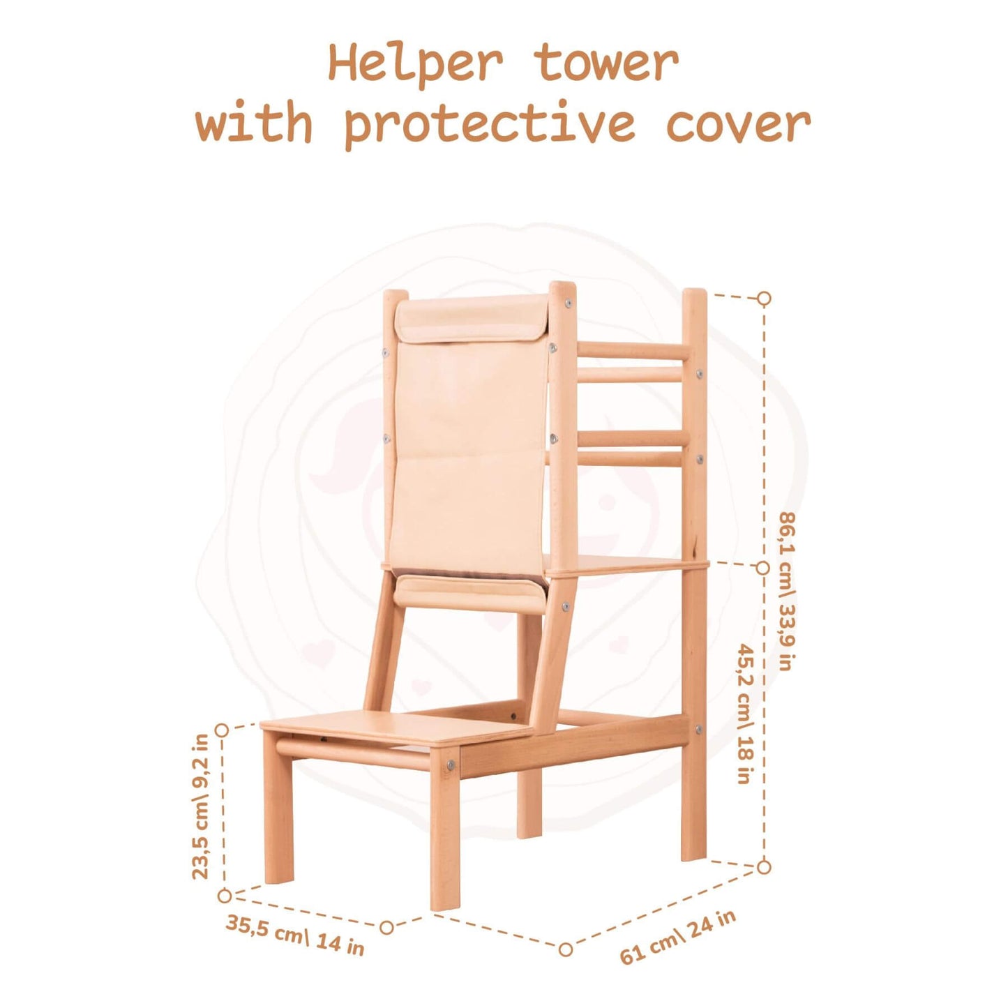 Wood and Hearts Toddler Standing Tower Natural
