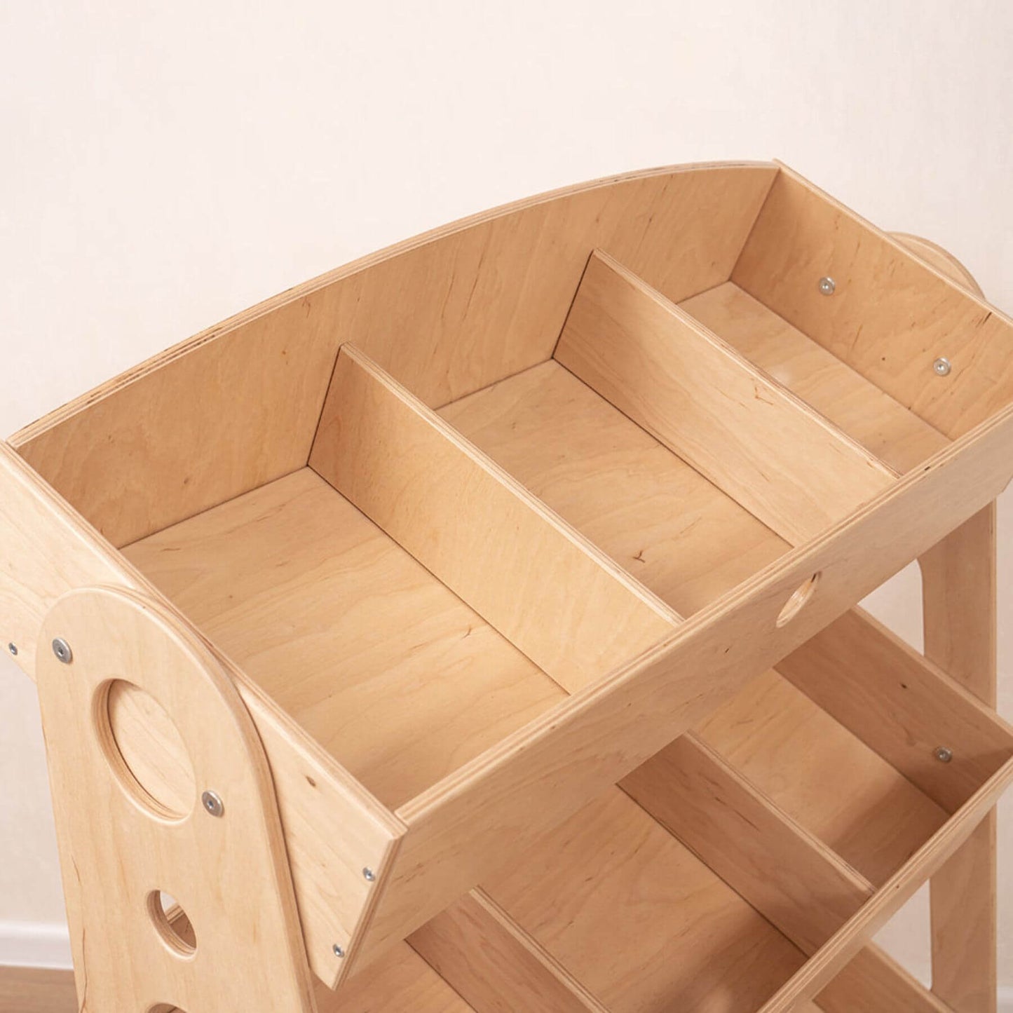 Detail of Wood and Hearts Toy Storage Organizer