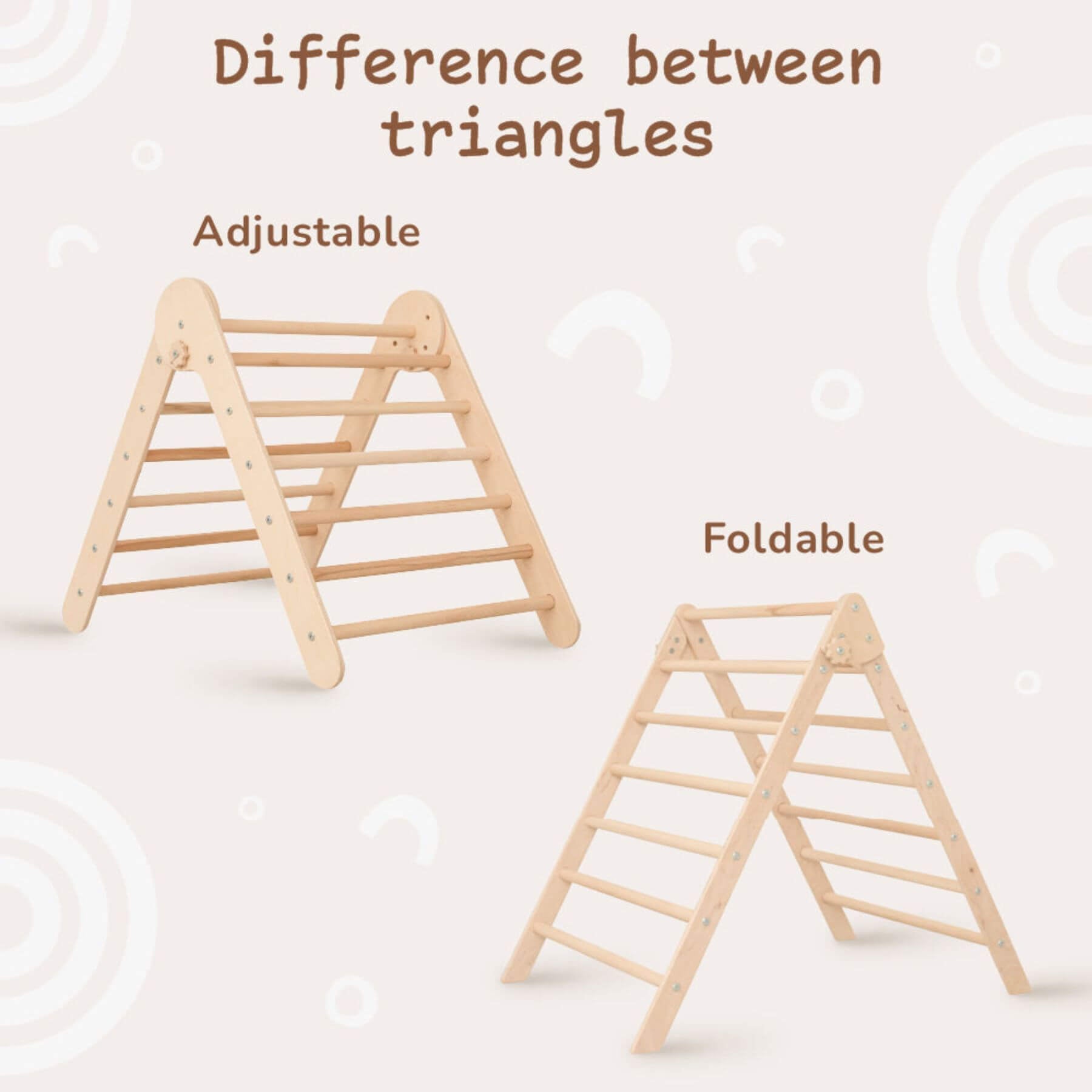 Wood and Hearts Adjustable Triangle Climber vs Foldable Triangle Climber