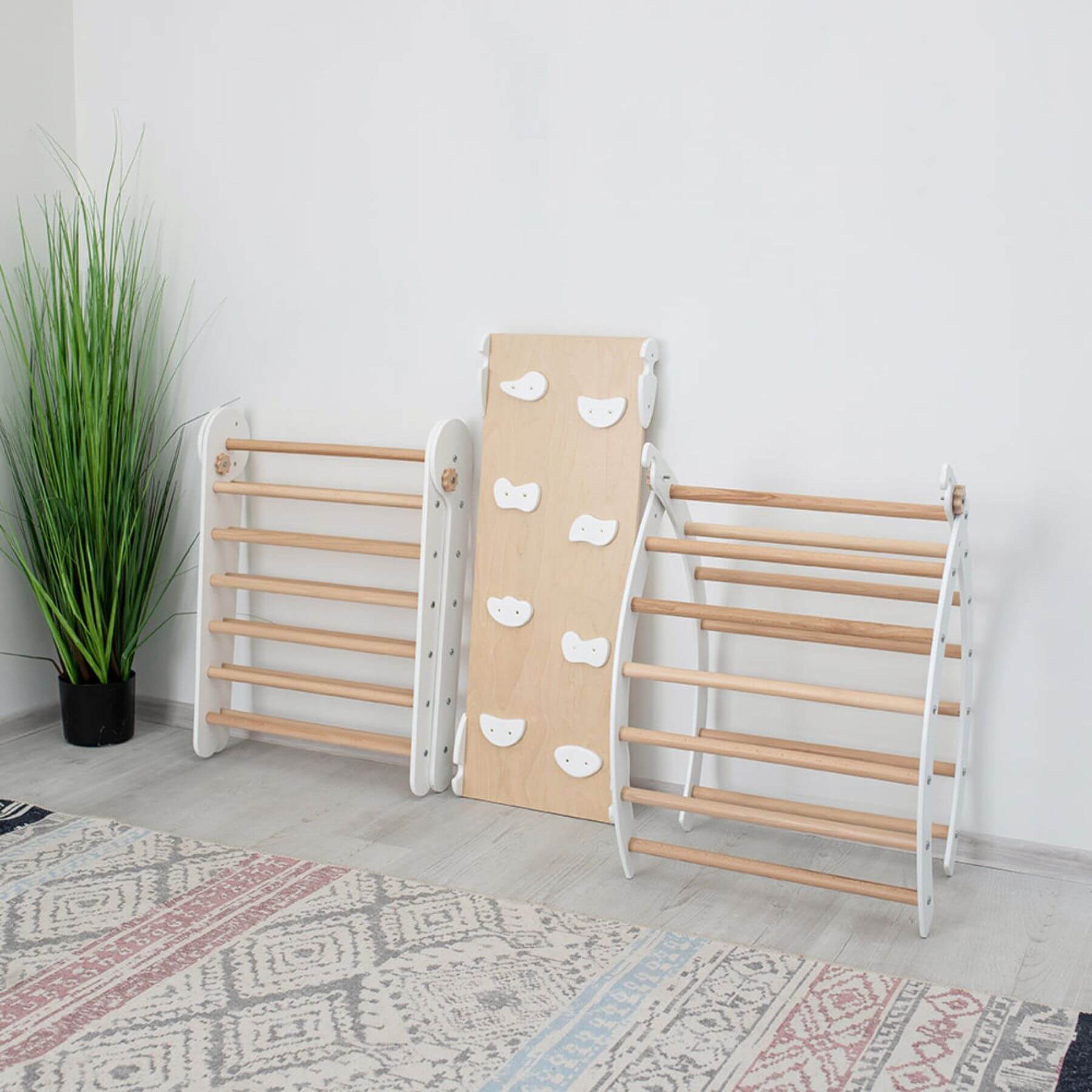 Folded Wood and Hearts Triangle Climber Set Natural & WHite