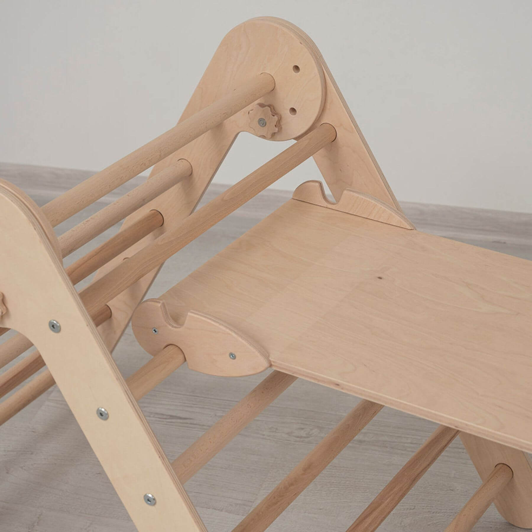 Detail of Wood and Hearts Triangle Climber Set Natural