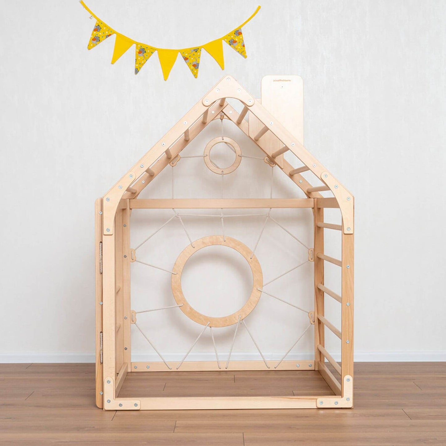 Wood and Hearts Wooden Climbing Playhouse Natural