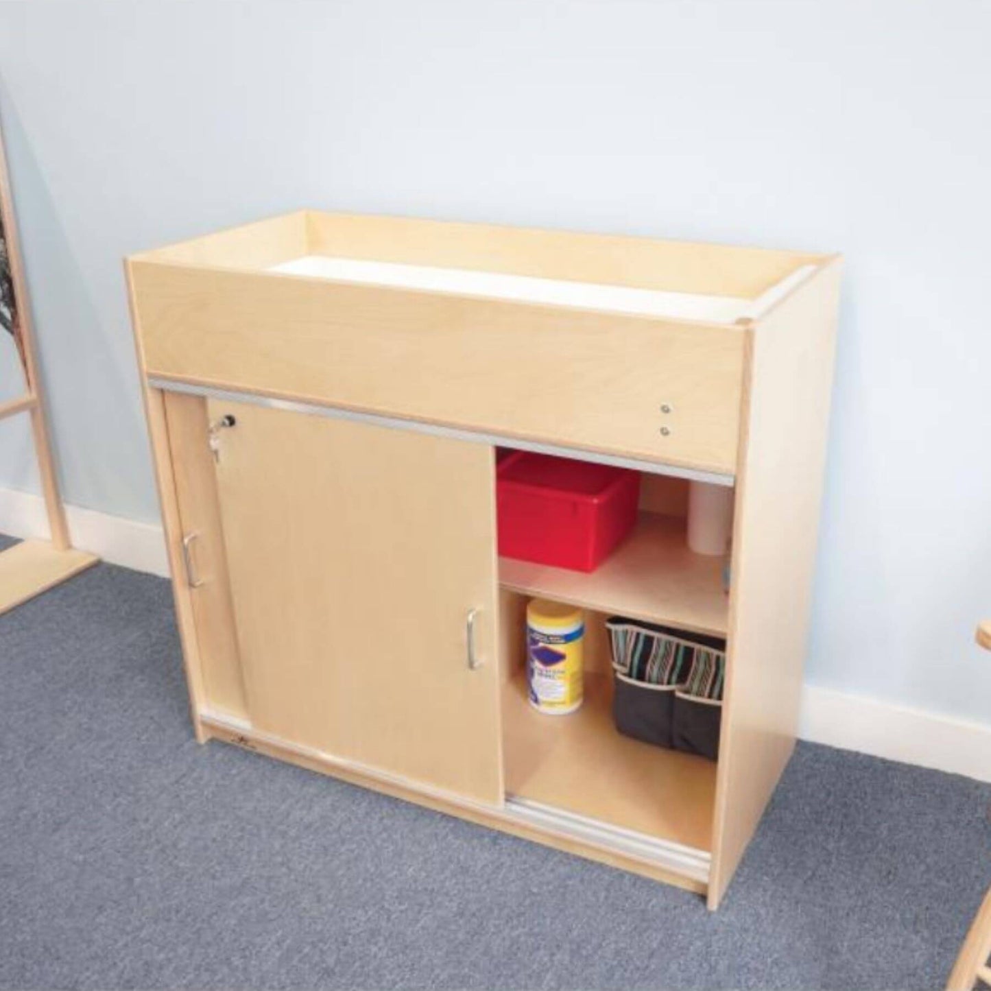 Whitney Brothers Ez Clean Birch Changing Cabinet With Trays - Lifestyle