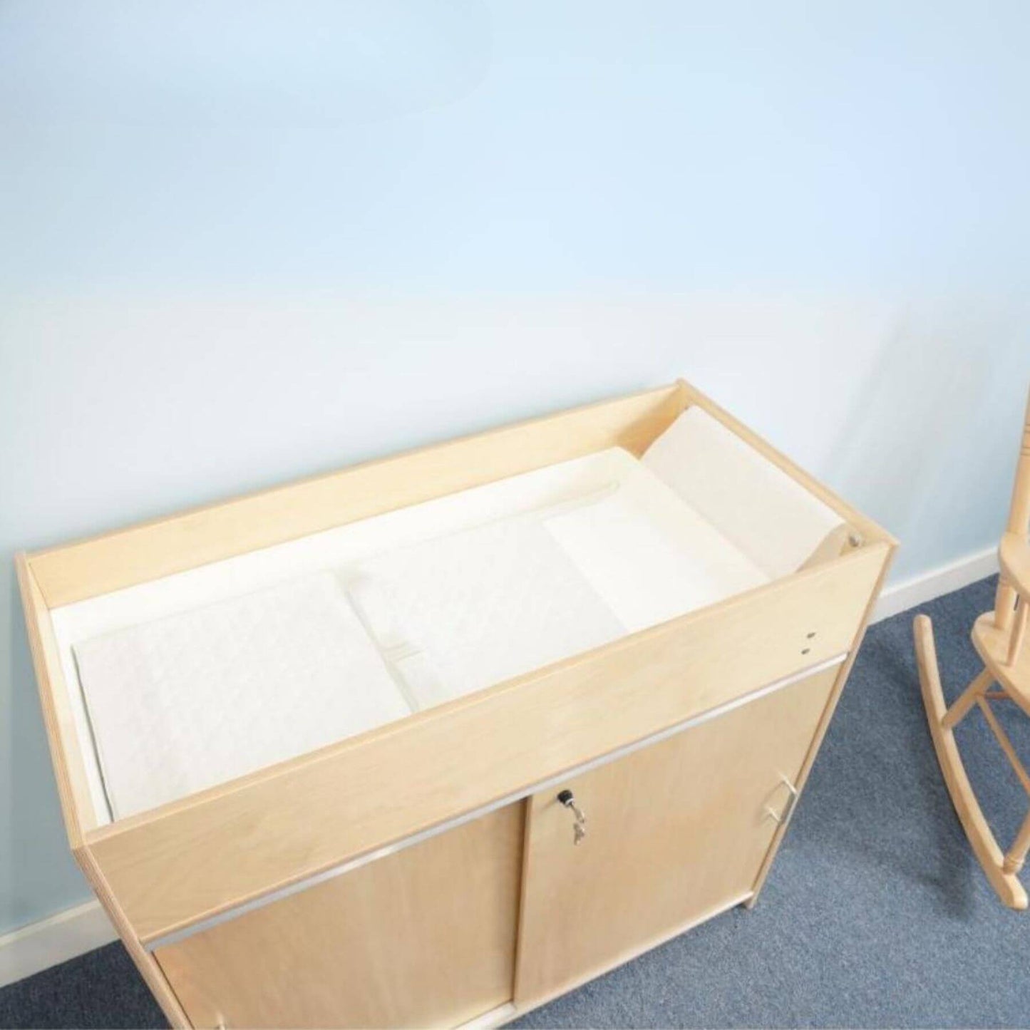Whitney Brothers Ez Clean Birch Changing Cabinet With Trays - Lifestyle