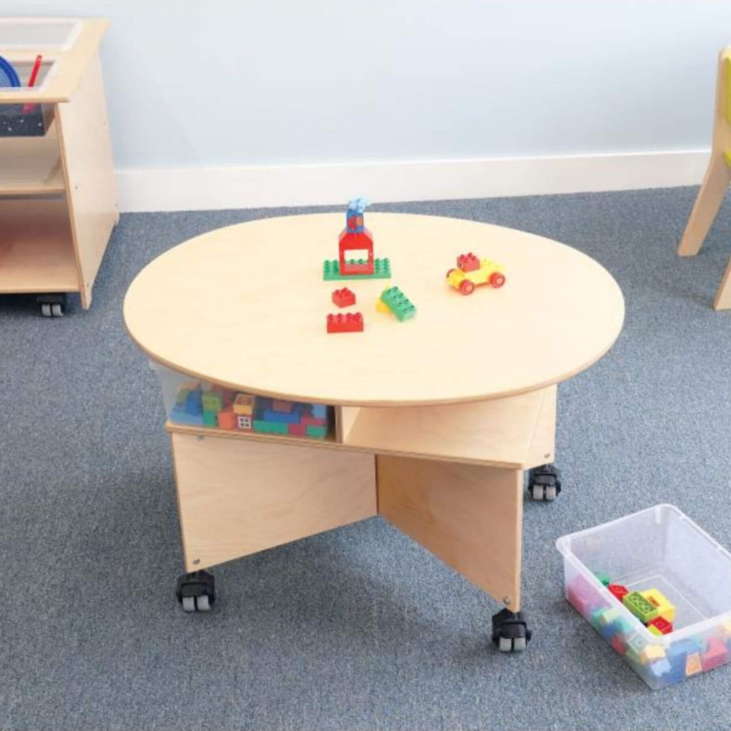Whitney Brothers Mobile Collaboration Table With Trays - Lifestyle