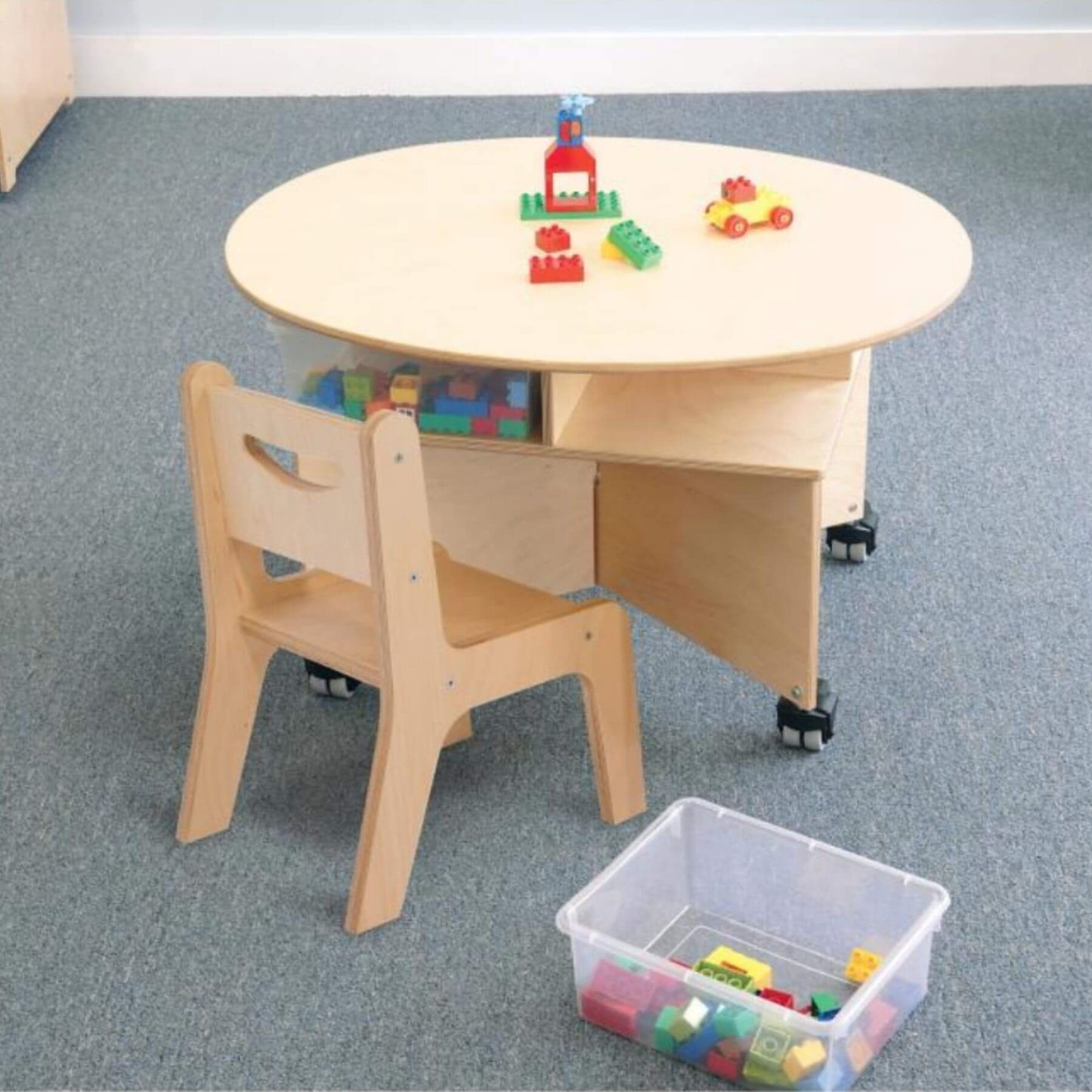 Whitney Brothers Mobile Collaboration Table With Trays - Lifestyle