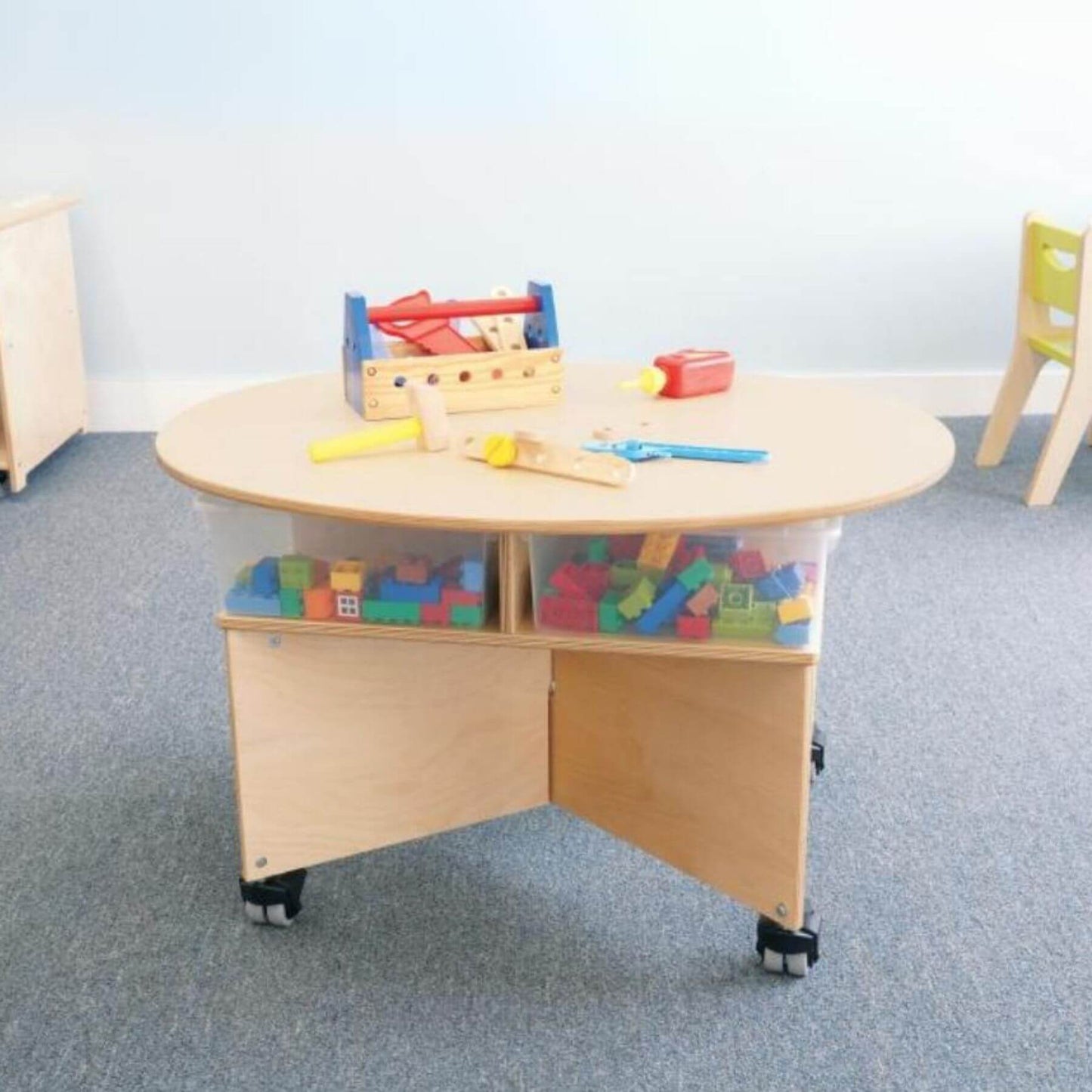 Whitney Brothers Mobile Collaboration Table With Trays - Lifestyle