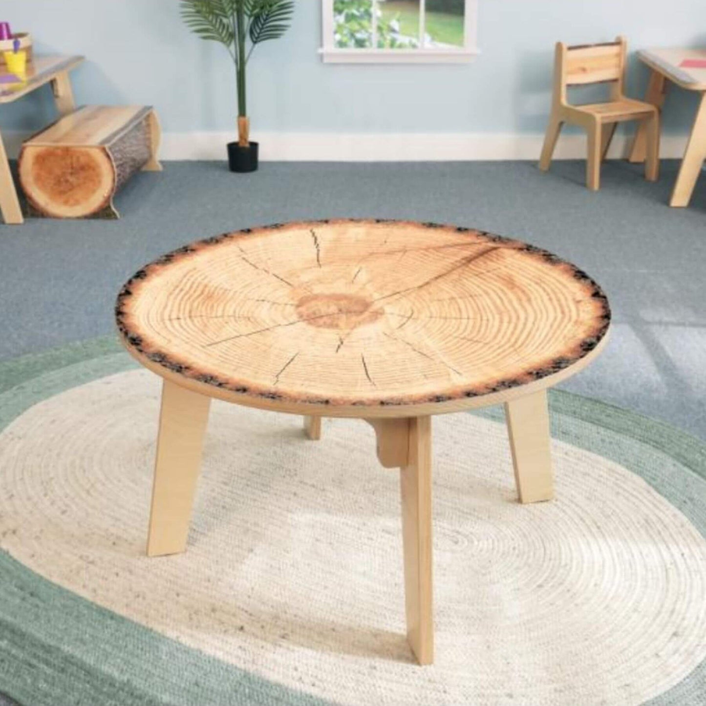 Whitney Brothers Nature View Live Edge Round Table 22H - Lifestyle