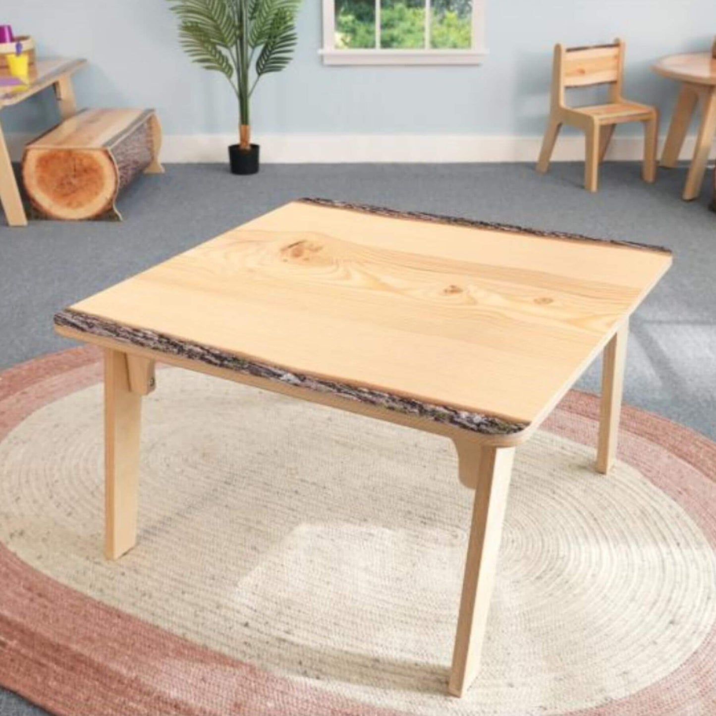 Whitney Brothers Nature View Live Edge Square Table 18H - Lifestyle