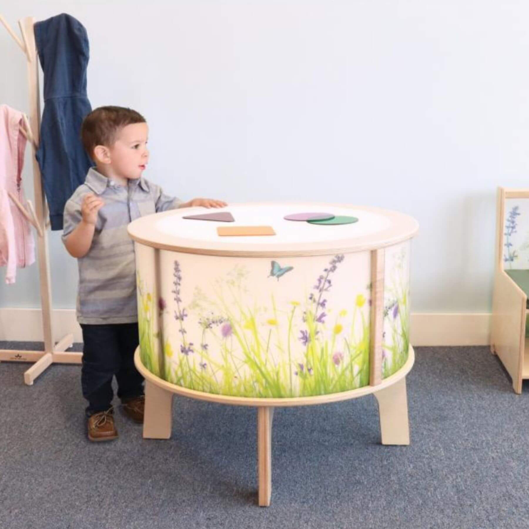 Boy Playing at Whitney Brothers Nature View Radiant LED Light Table