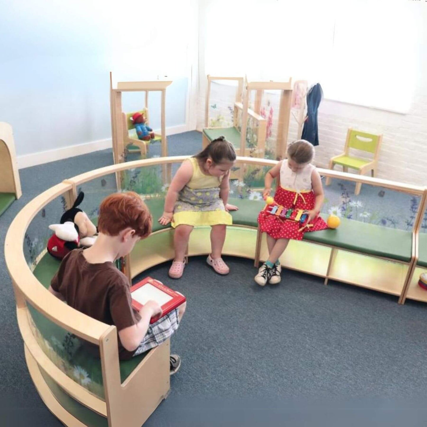 Kids Reading on Whitney Brothers Nature View Sofa