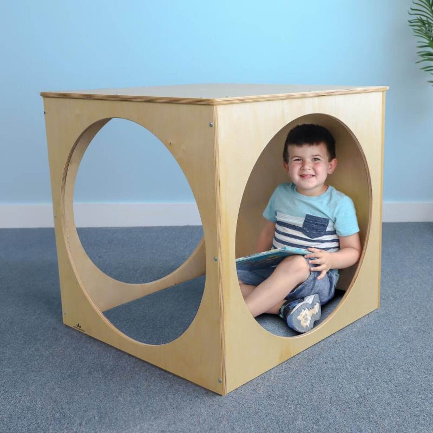Boy Reading in Whitney Brothers Play House Cube