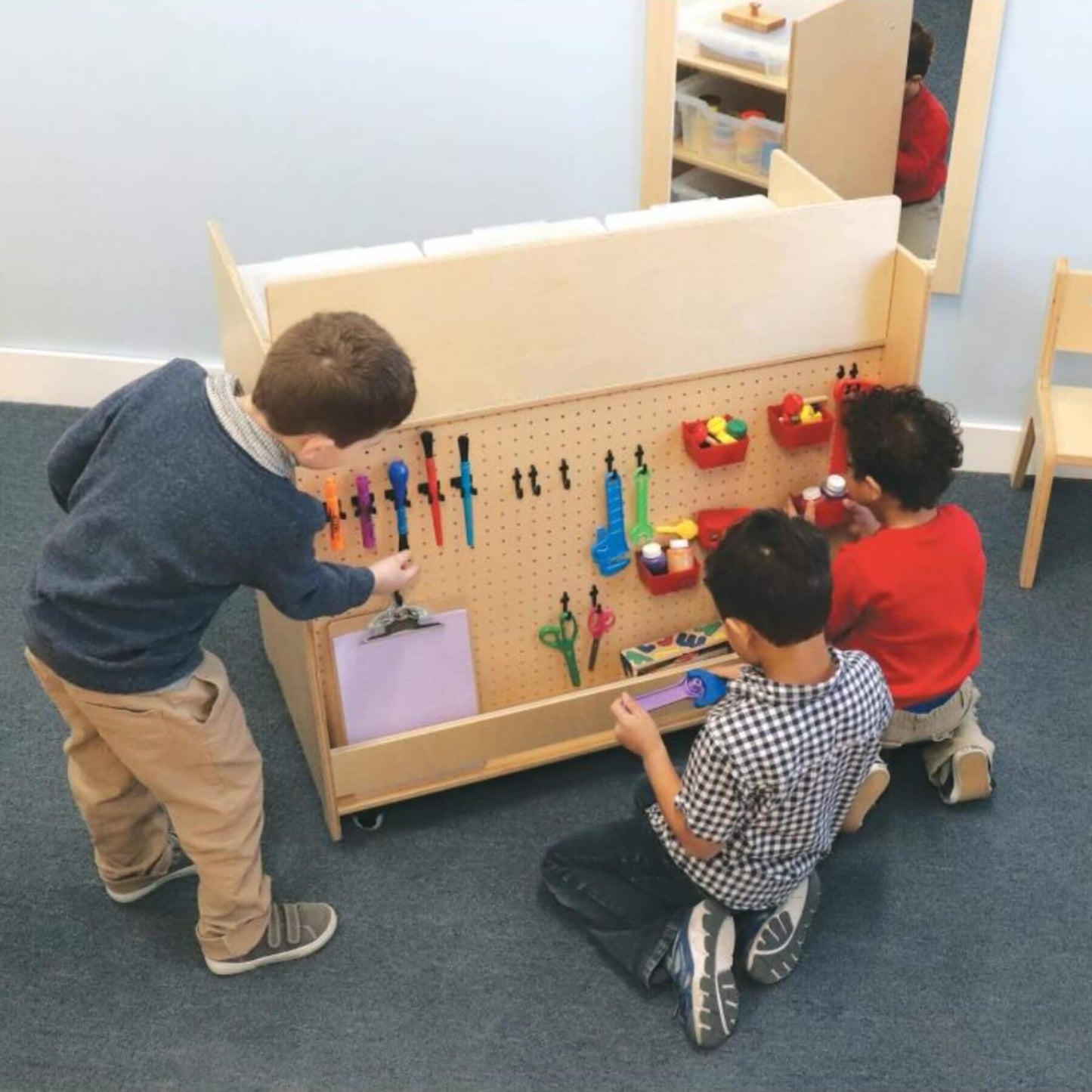 Kids Playing at Whitney Brothers Preschool STEM Cart