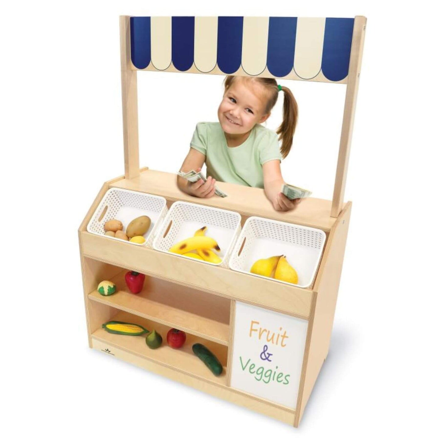 Girl Standing Behind Whitney Brothers Preschool Market Stand