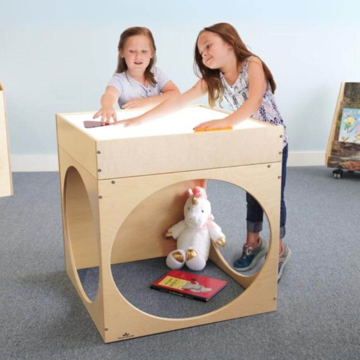 2 Girls Playing at Whitney Brothers Superbright LED Creative Cube