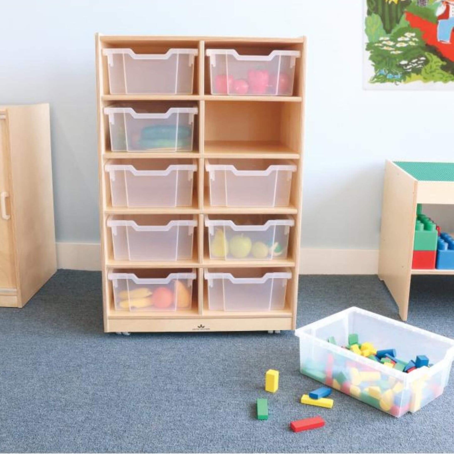 Whitney Brothers 10 Cubby Mobile Tray Storage Cabinet - Lifestyle