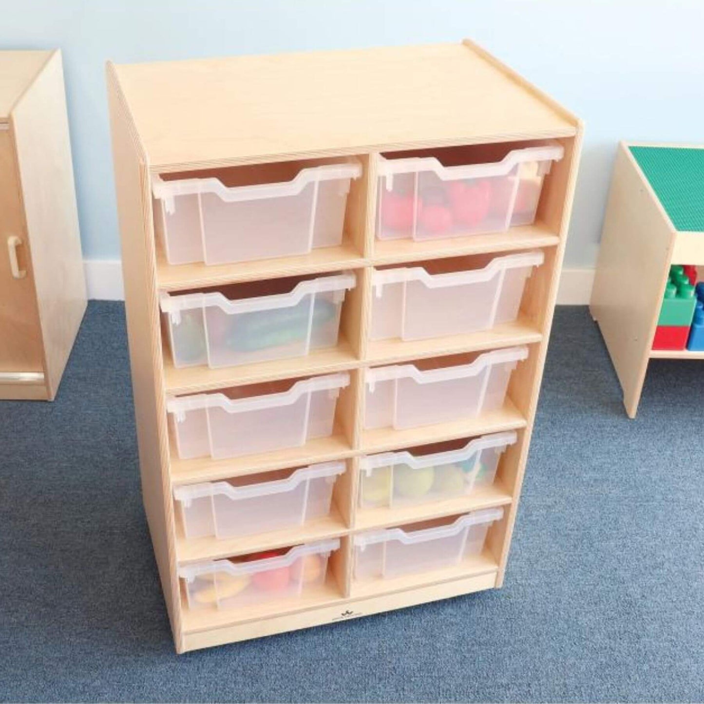 Whitney Brothers 10 Cubby Mobile Tray Storage Cabinet - Lifestyle