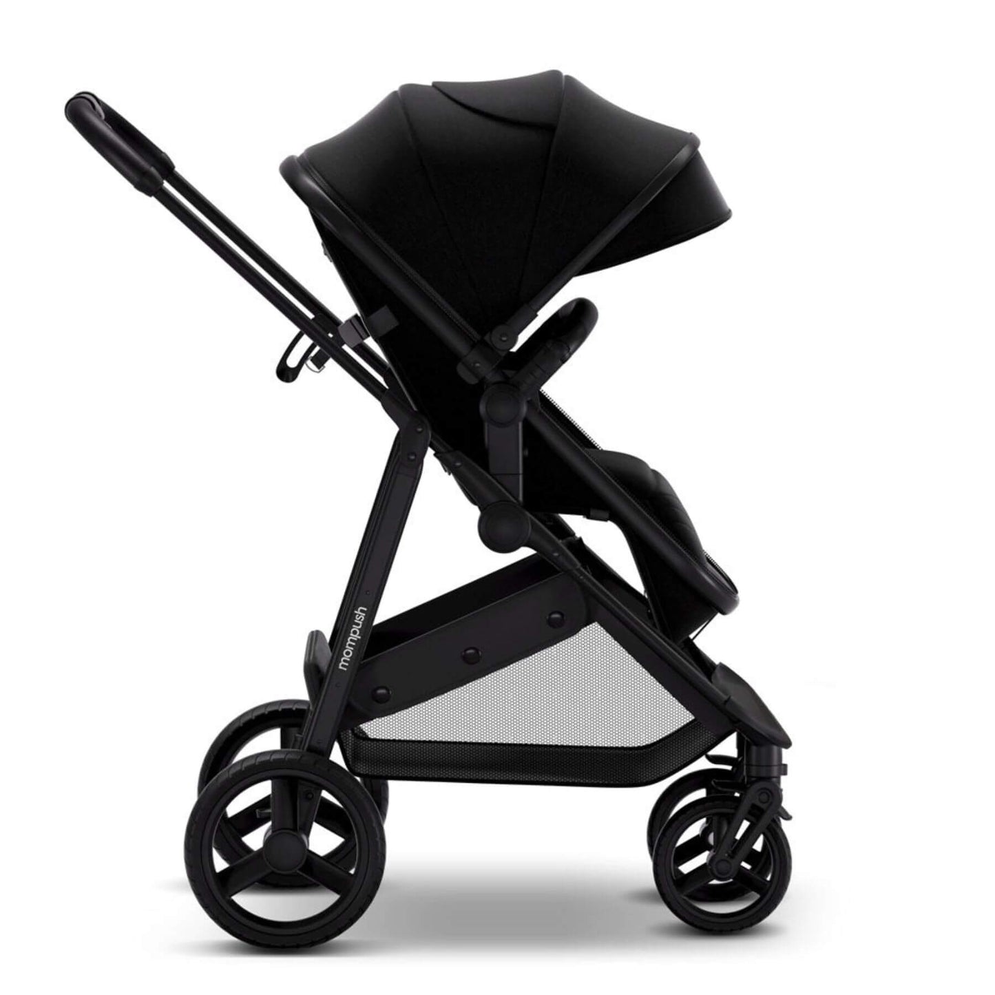Side View of Mompush Wiz 2-in-1 Convertible Baby Stroller Black