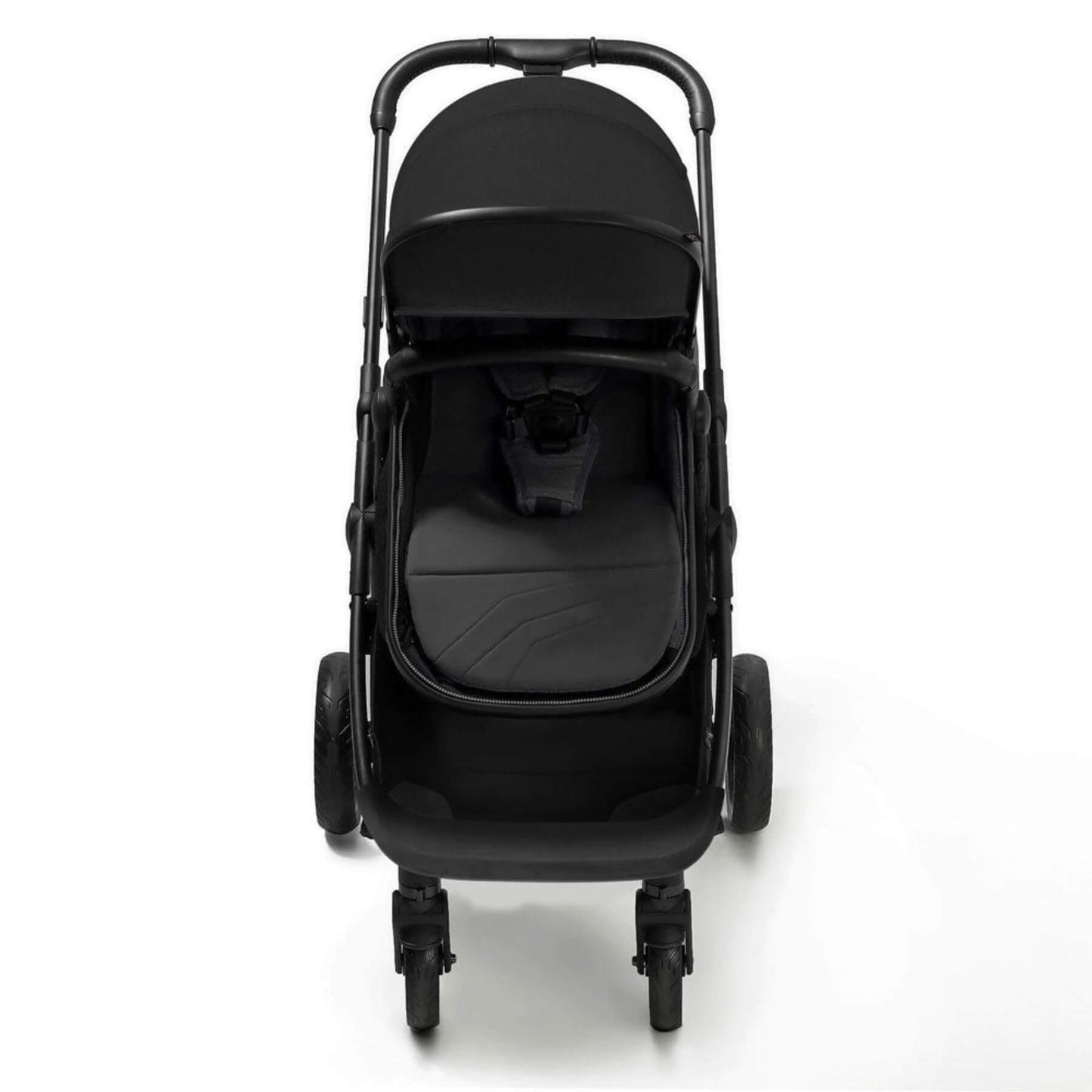 Front View of Mompush Wiz 2-in-1 Convertible Baby Stroller Black