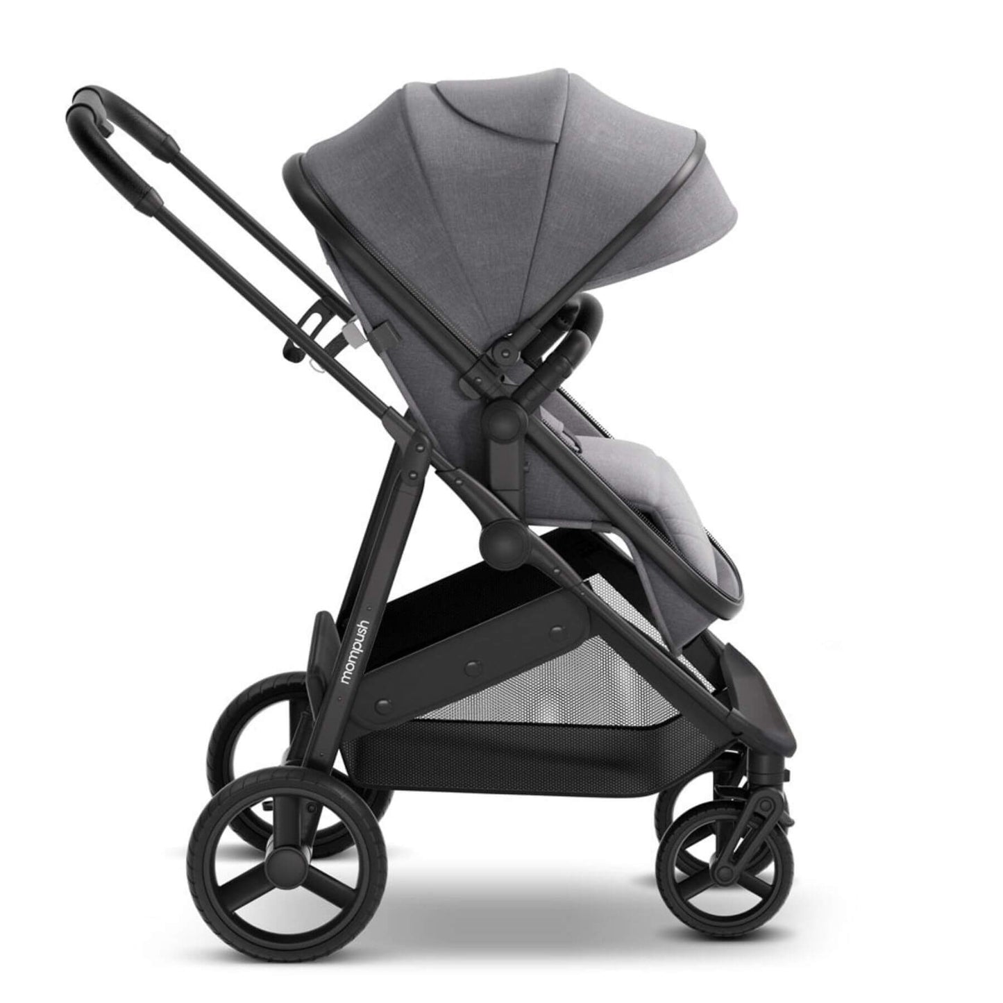 Side View of Mompush Wiz 2-in-1 Convertible Baby Stroller Grey