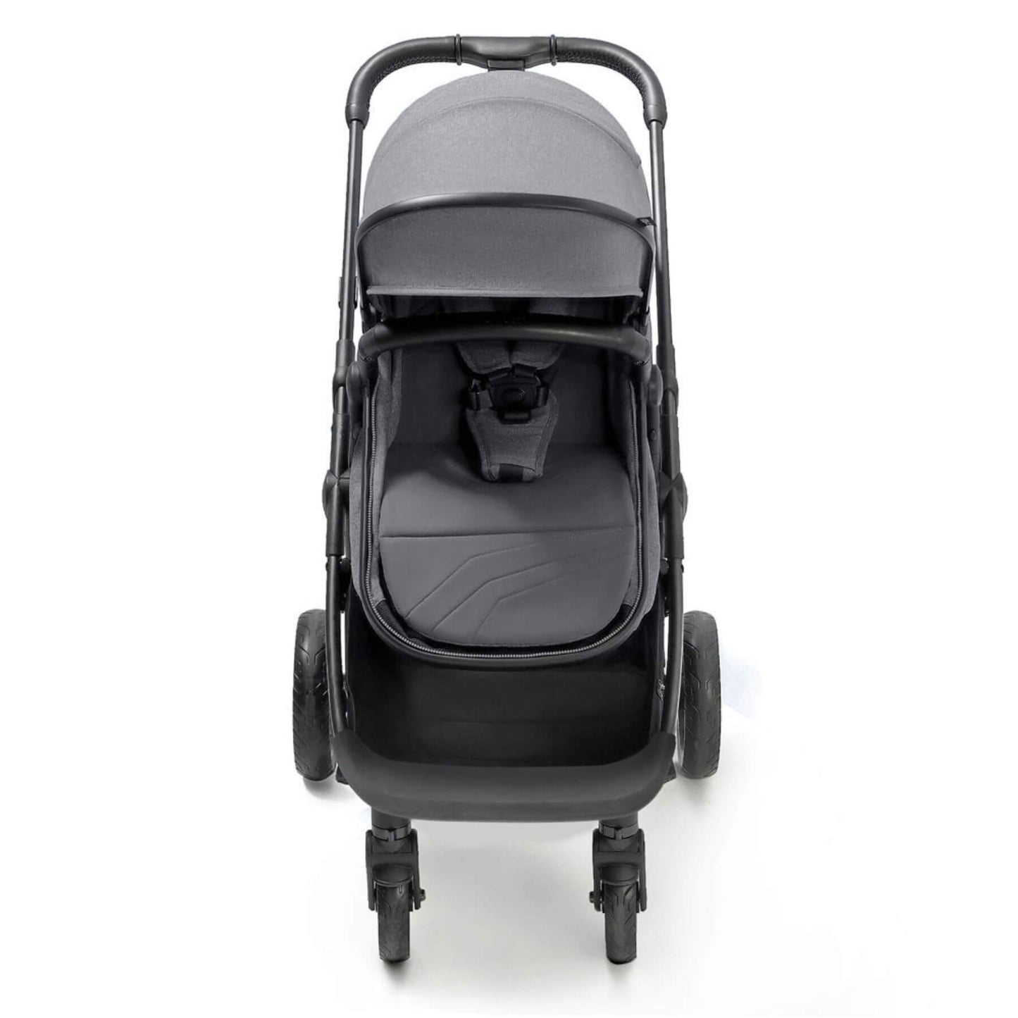 Front View of Mompush Wiz 2-in-1 Convertible Baby Stroller Grey