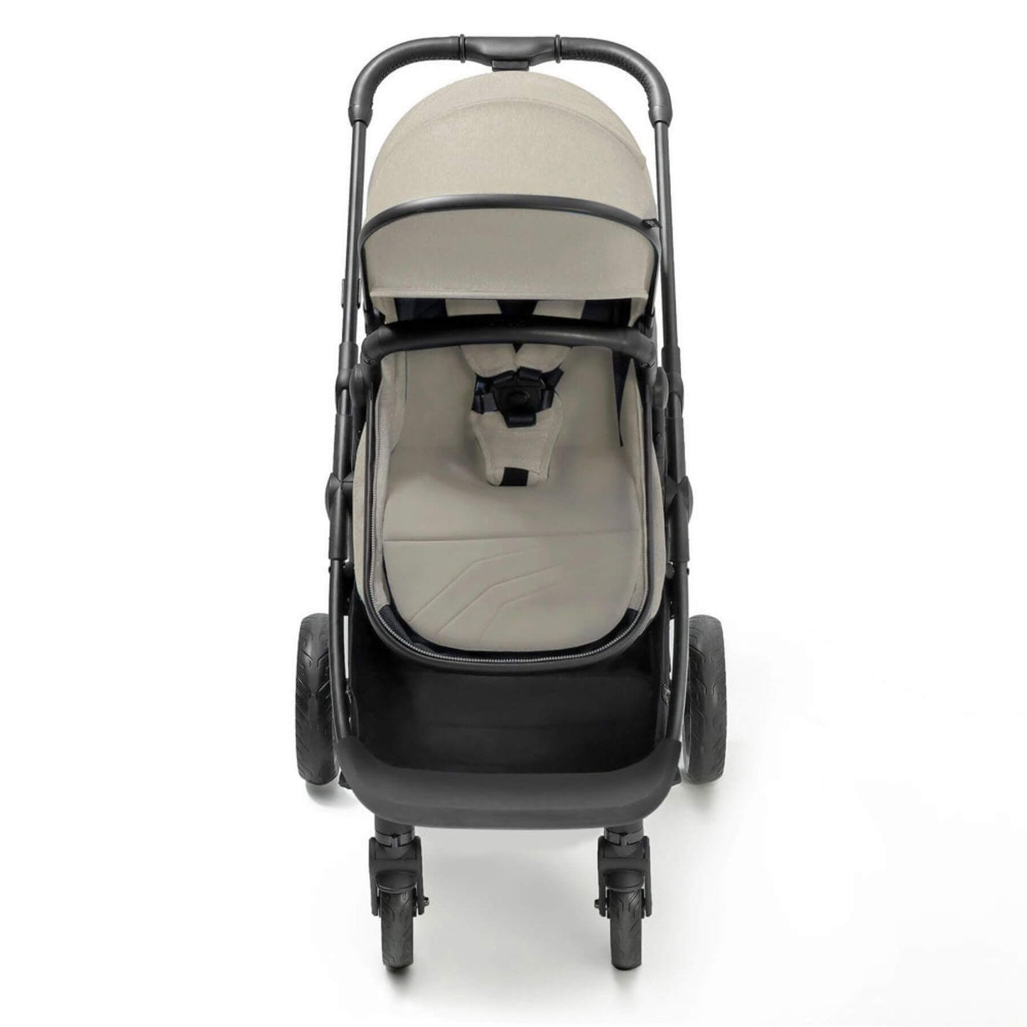 Front View of Mompush Wiz 2-in-1 Convertible Baby Stroller Khaki