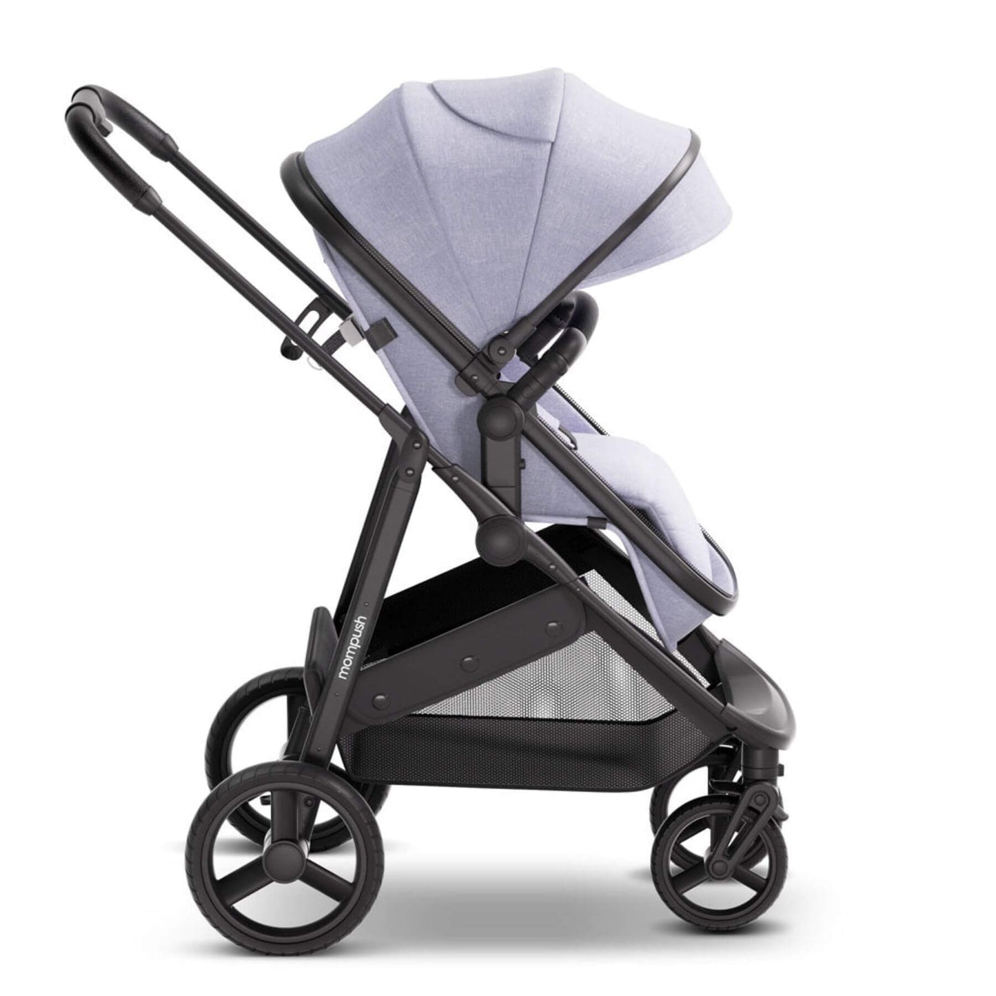 Side View of Mompush Wiz 2-in-1 Convertible Baby Stroller Lavender