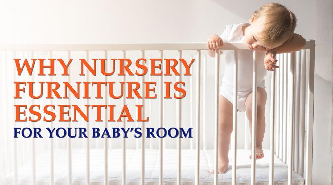 baby standing in a white crib