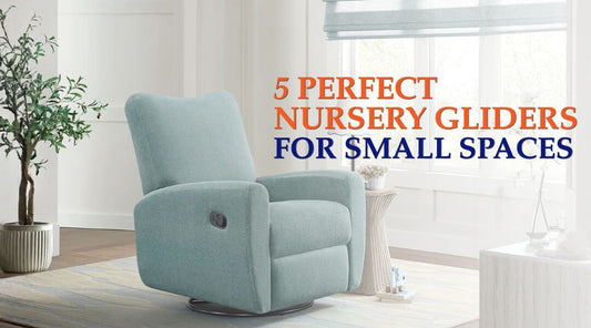 oxford baby glider blue in a living room