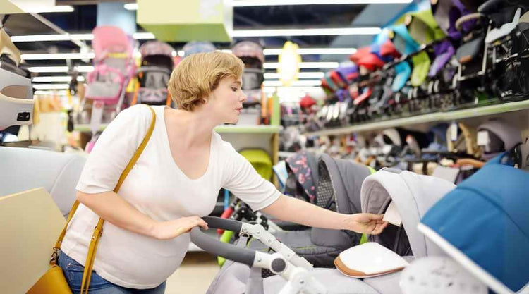 Mom buying baby items