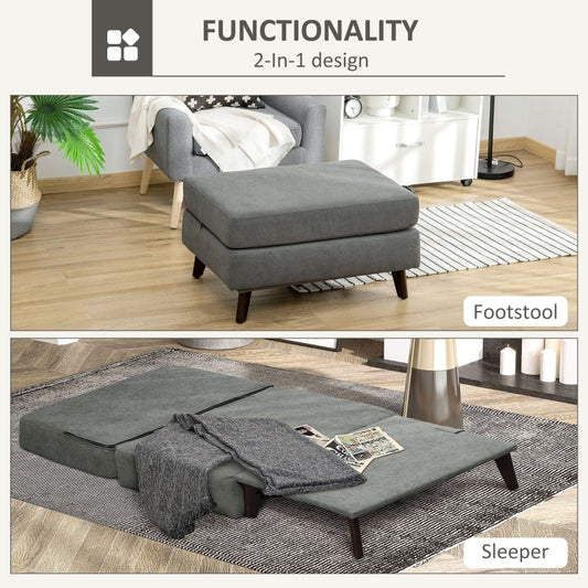 HOMCOM Convertible Sofa Bed | Ottoman Sleeper | Cozy Floor Sofa - Grey