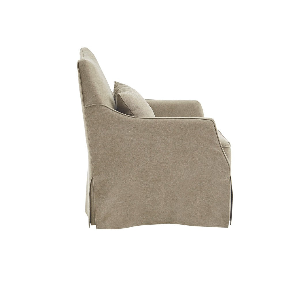 Martha Stewart London Skirted Swivel Chair | Tan