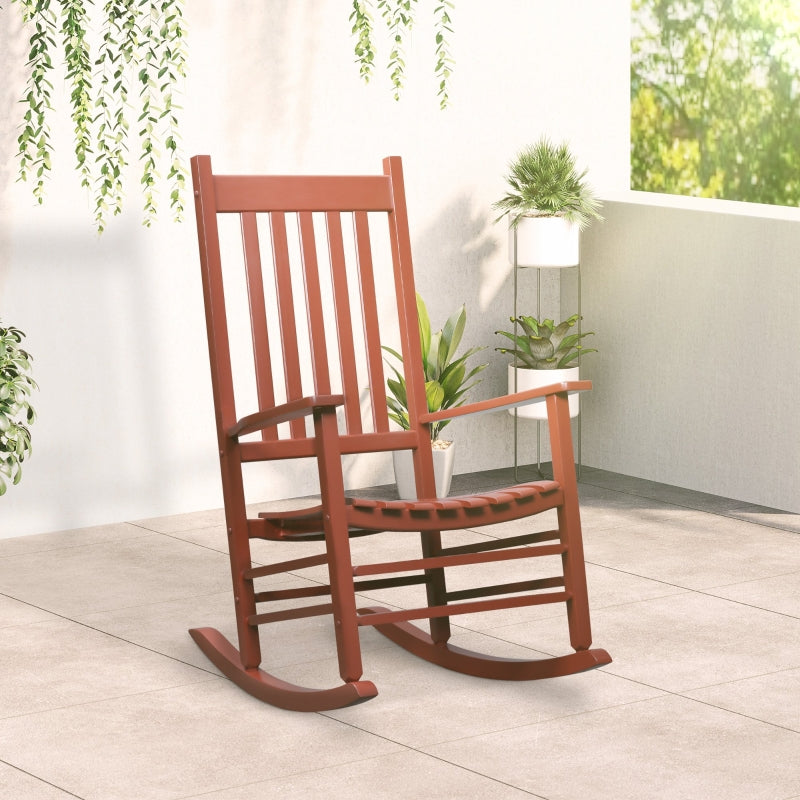 Outsunny Indoor/Outdoor Nursery Wooden Rocking Chair in Wine Red