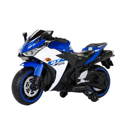 Tamco 12 V Kids Toys Electric Motorcycle with Training Wheels - Blue