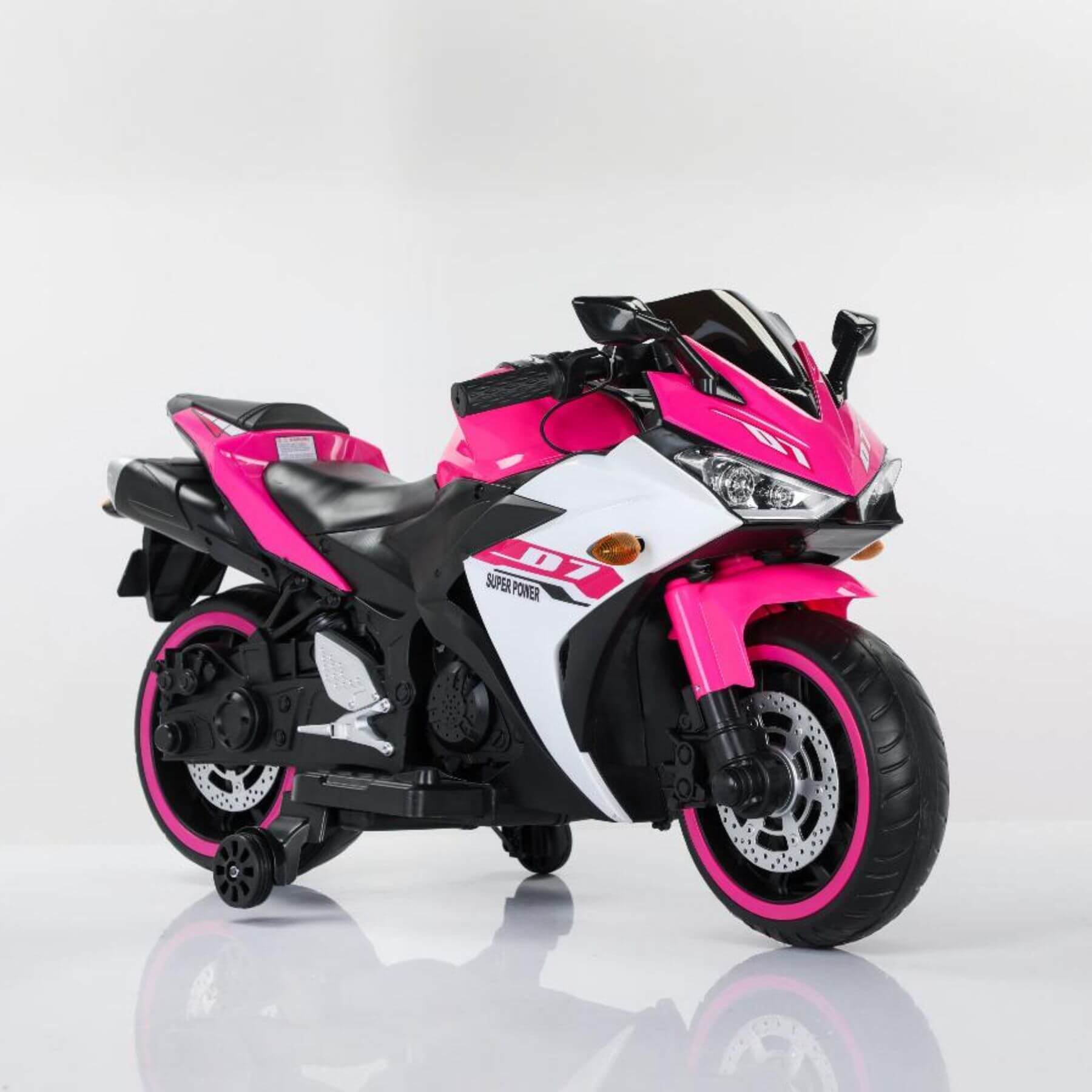 Tamco 12 V Kids Toys Electric Motorcycle with Training Wheels - Pink
