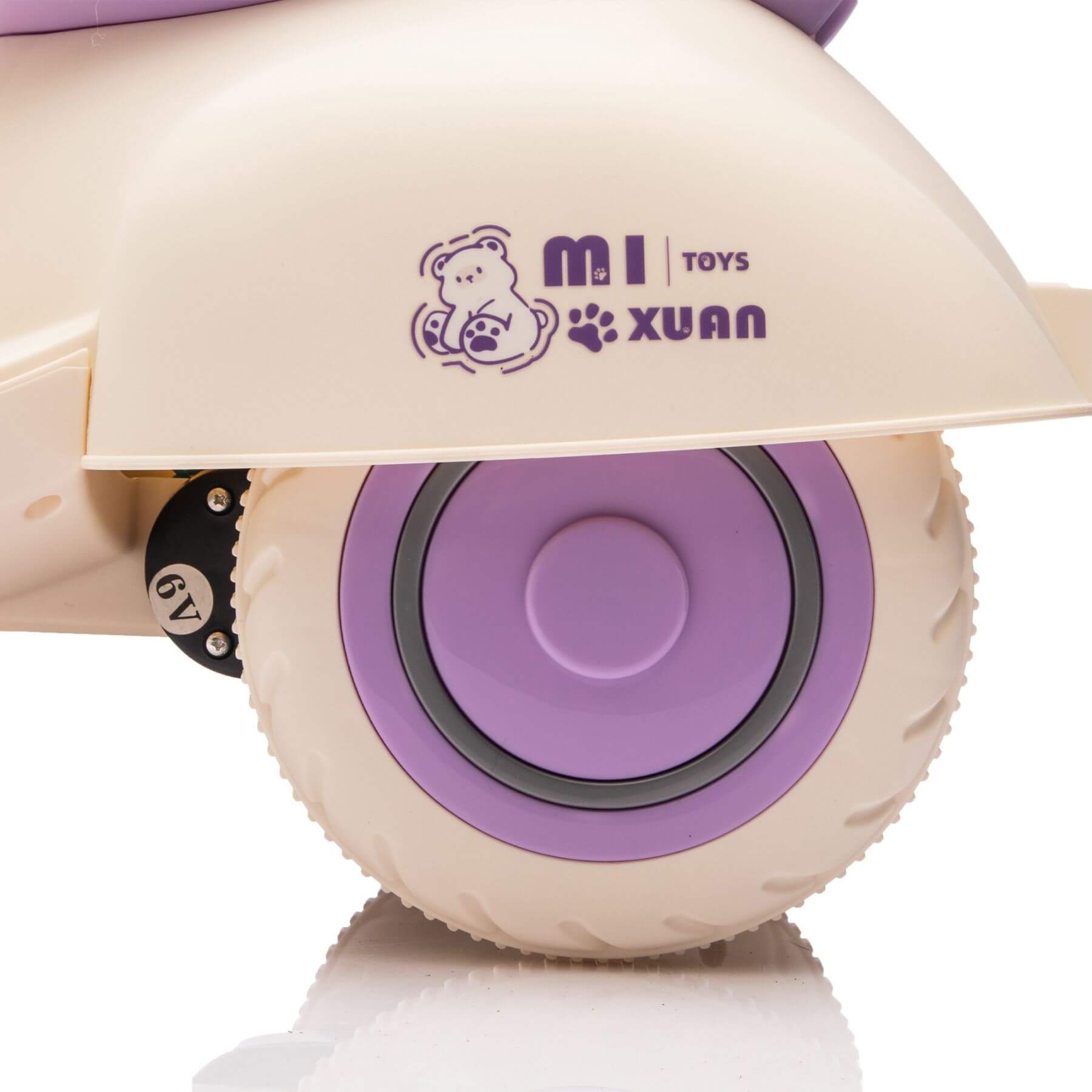 Close-up of HIFINE 12V Kids Ride On Electric Motorcycle - Purple