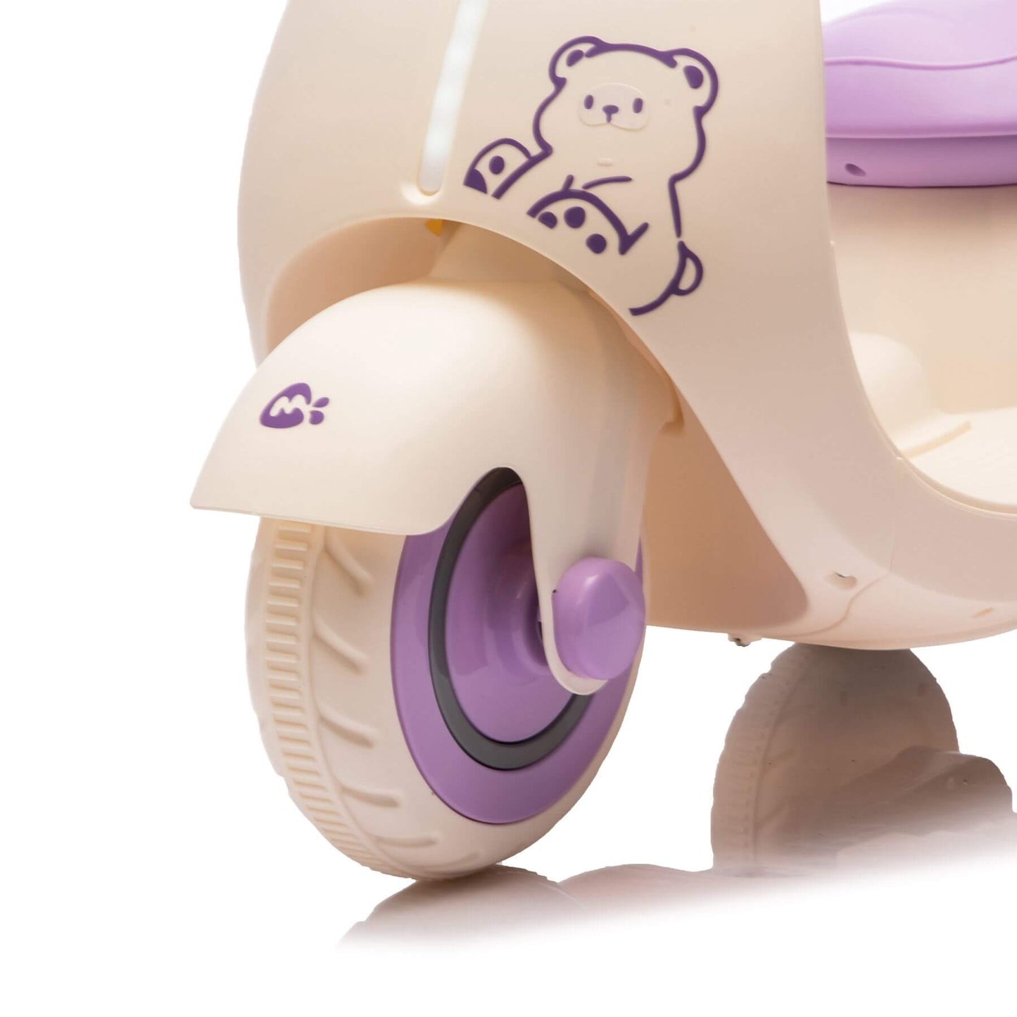 Close-up of HIFINE 12V Kids Ride On Electric Motorcycle - Purple