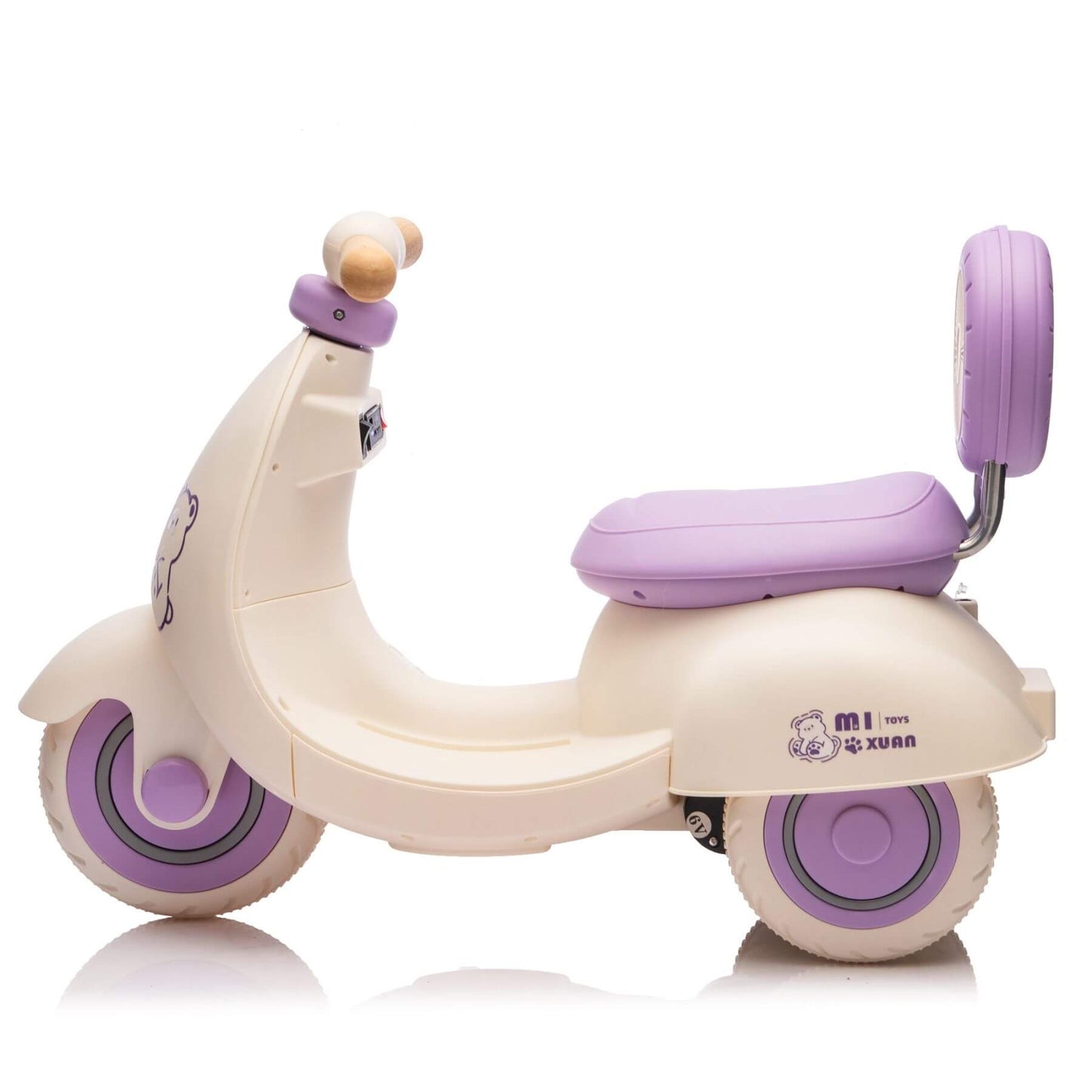 Side view of HIFINE 12V Kids Ride On Electric Motorcycle - Purple