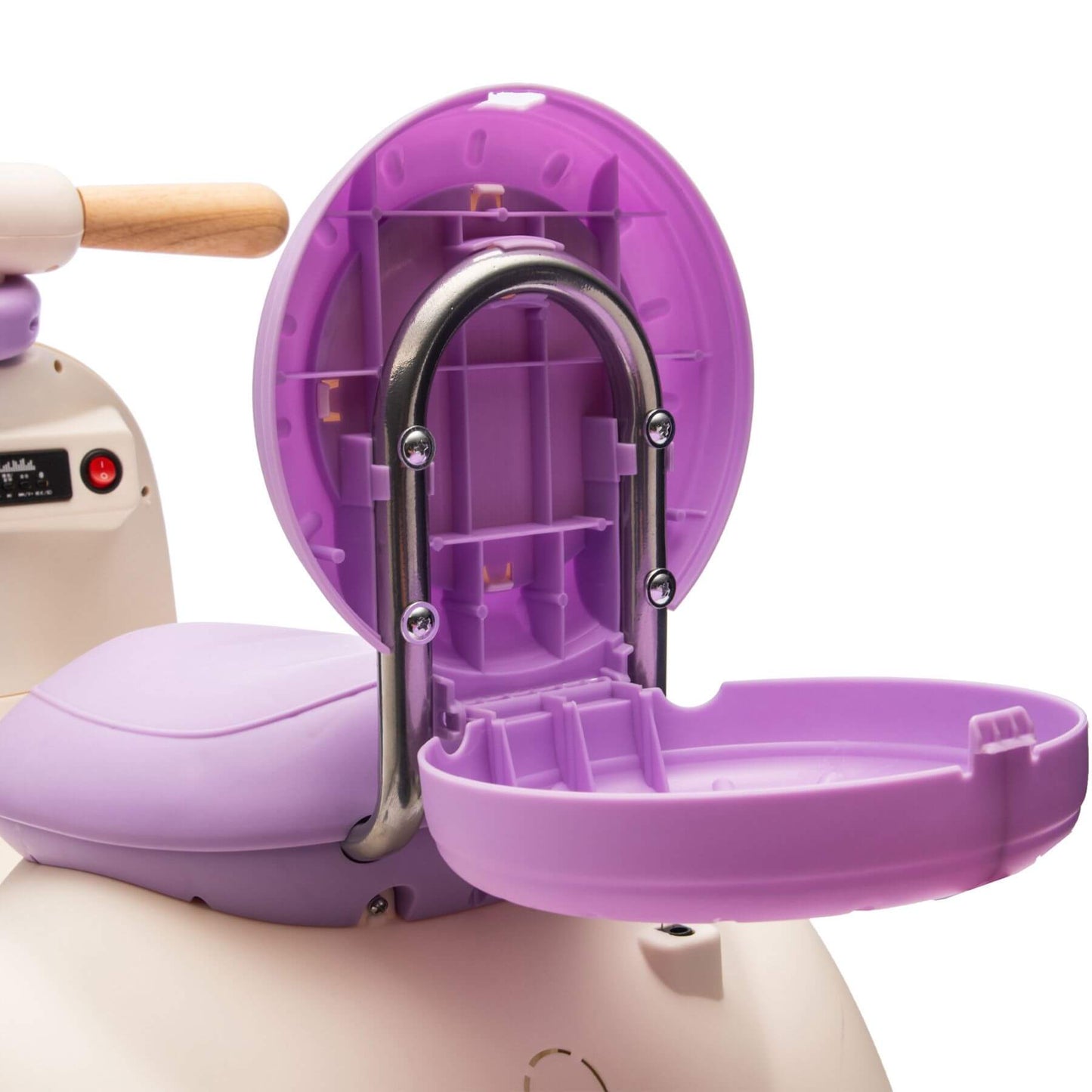 Close-up of HIFINE 12V Kids Ride On Electric Motorcycle - Purple