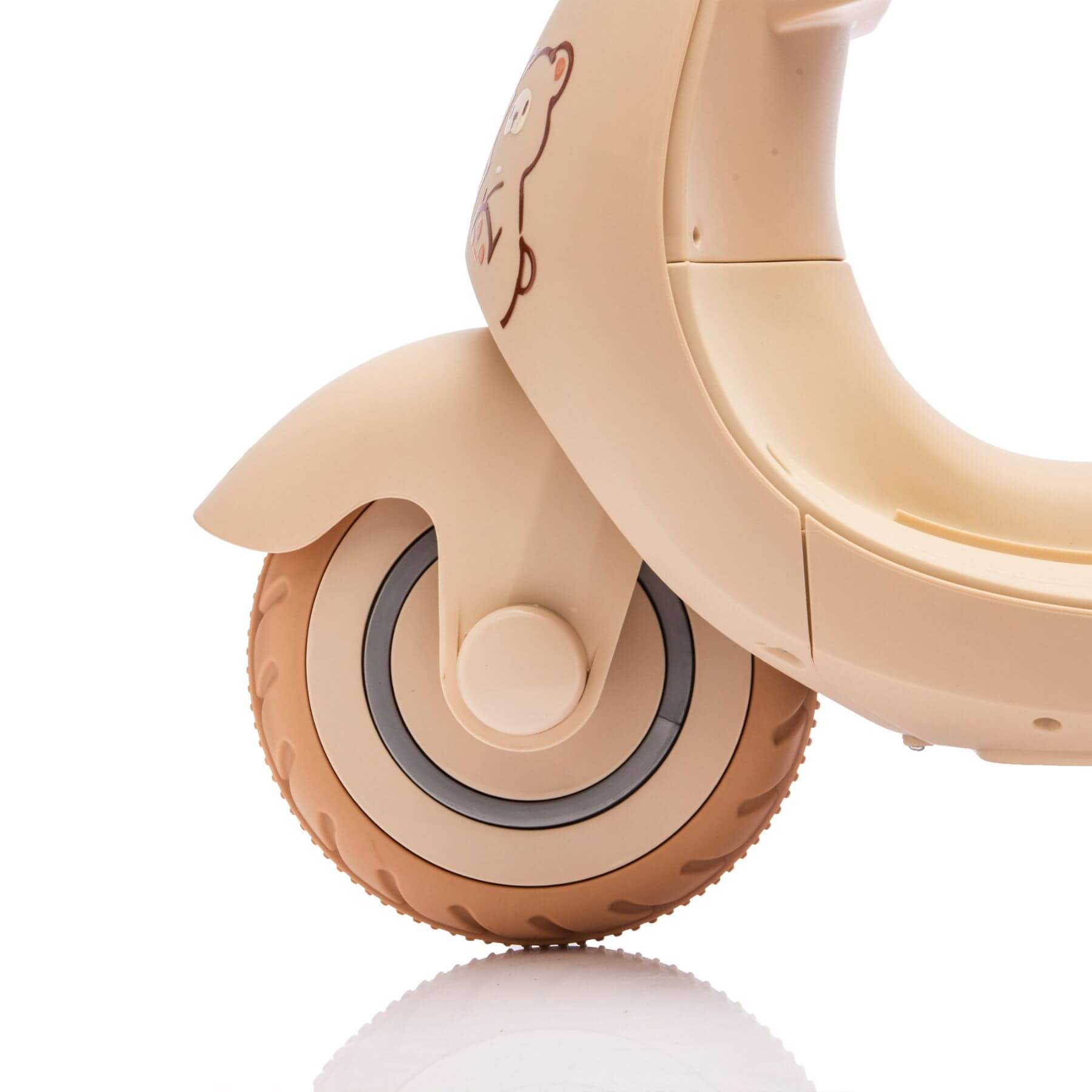 Close-up of ToyRides Elite 12V Kids Ride On Electric Motorcycle - Beige