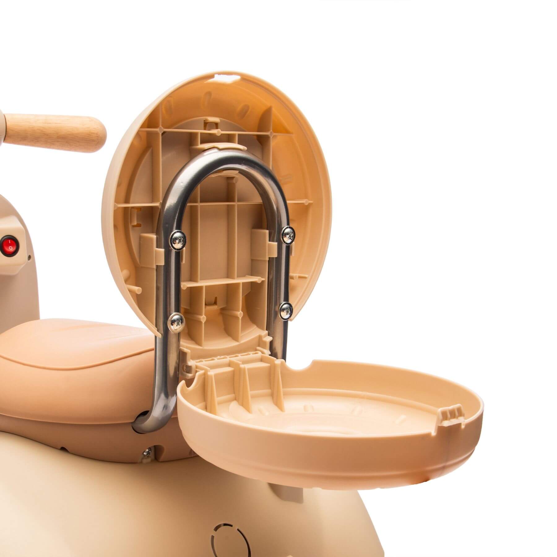 Close-up of ToyRides Elite 12V Kids Ride On Electric Motorcycle - Beige